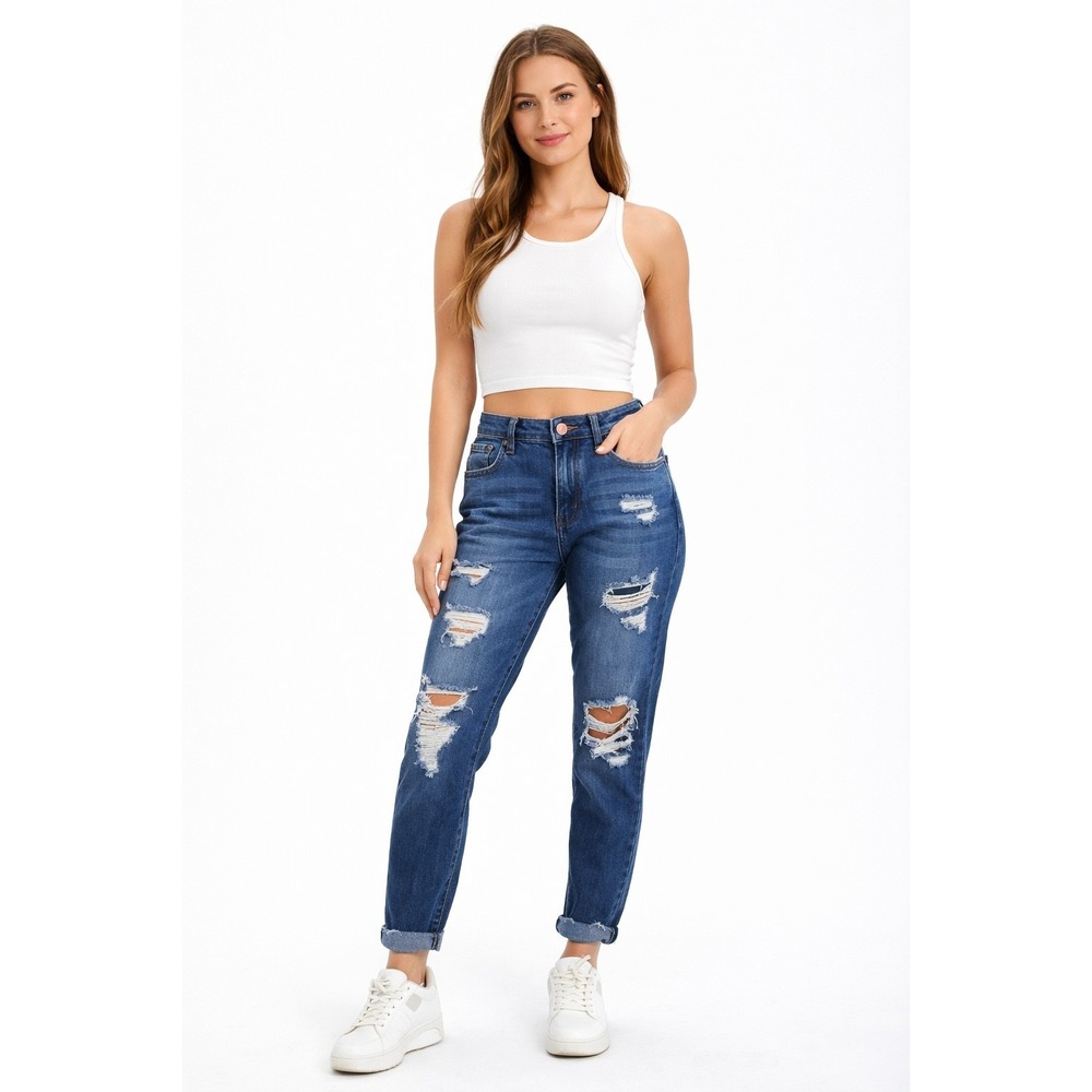 American Eagle Tomgirl Button Fly Distressed Stretch Jeans size 2 Regular